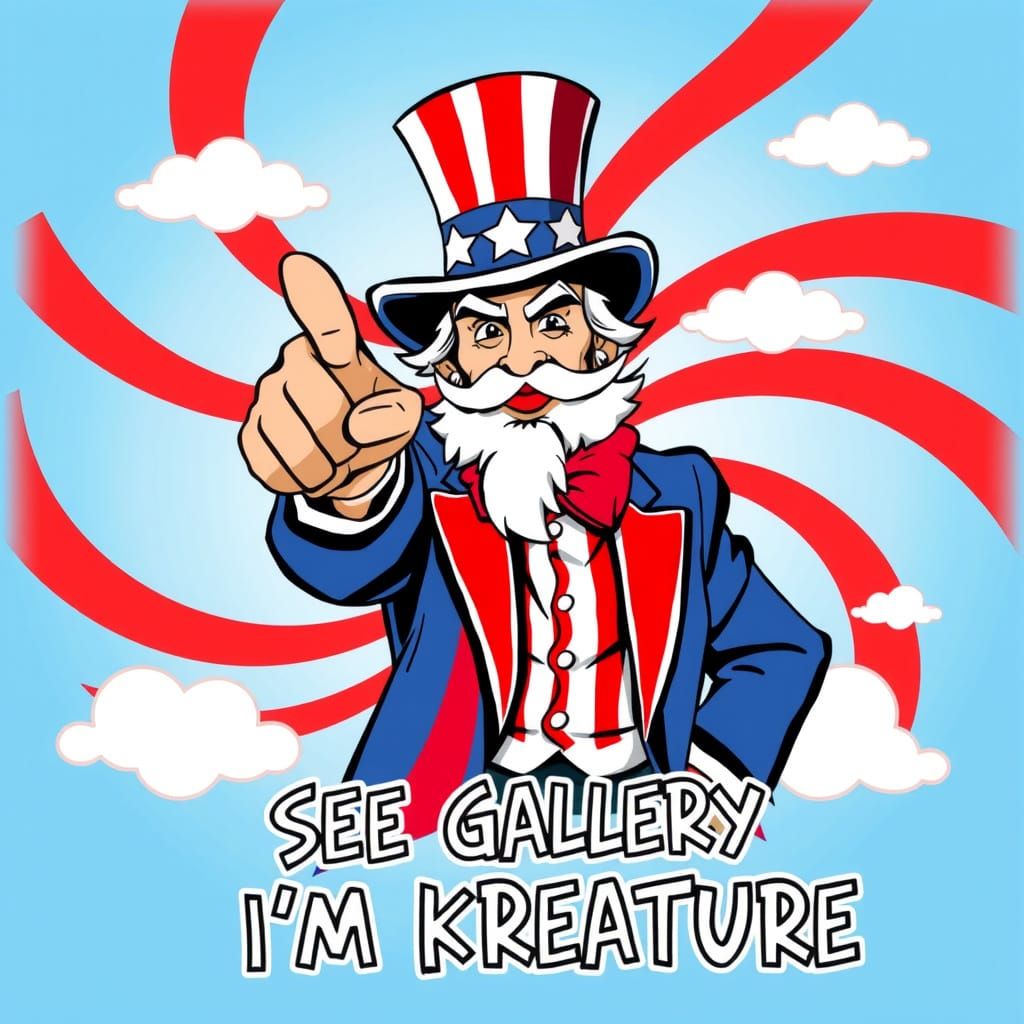 Patriotic Uncle Sam Portrait in Classic Cartoon Style