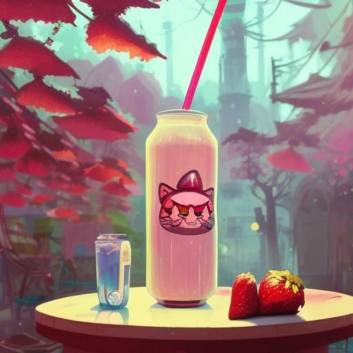 Strawberry Juice in Kawaii Japanese Cat Cafe
