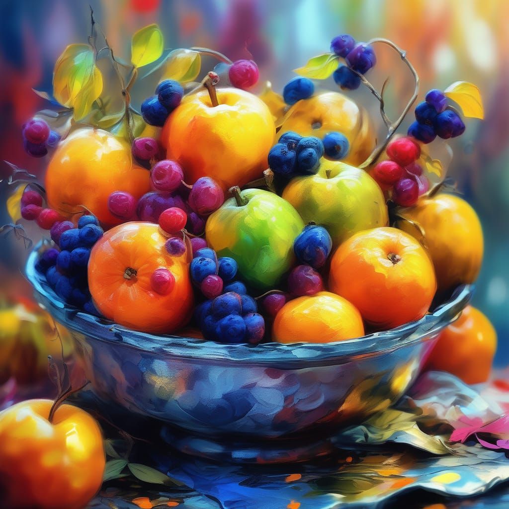 Surreal Faces on Fruits in Whimsical, Dreamlike Style