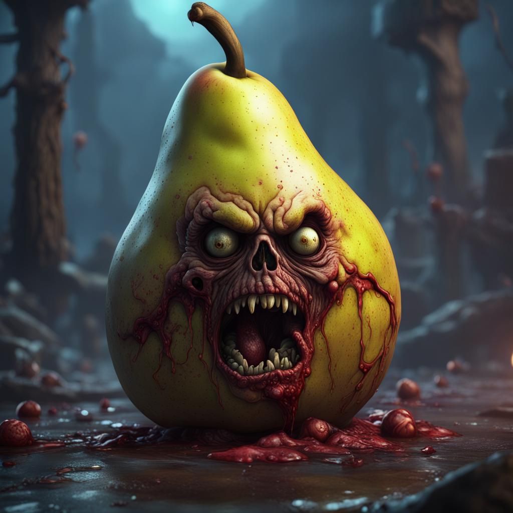 Cruel Zombie Pear in Detailed Matte Painting
