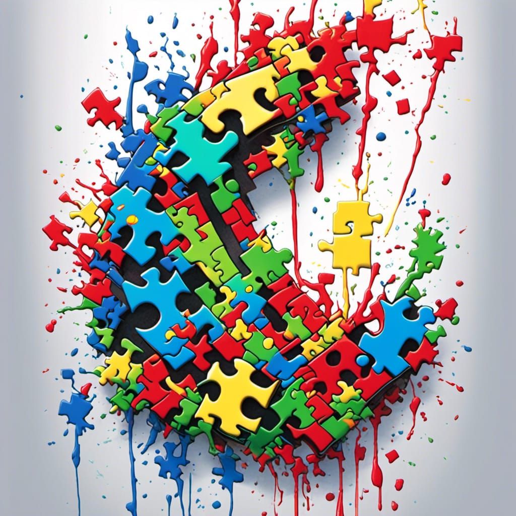 Colorful Autism Awareness Ribbon in Detailed Matte Painting