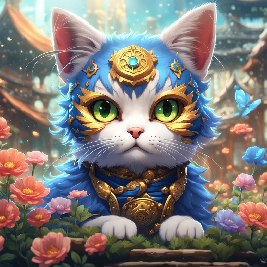 Cute Anime Cat: Detailed Manga Art