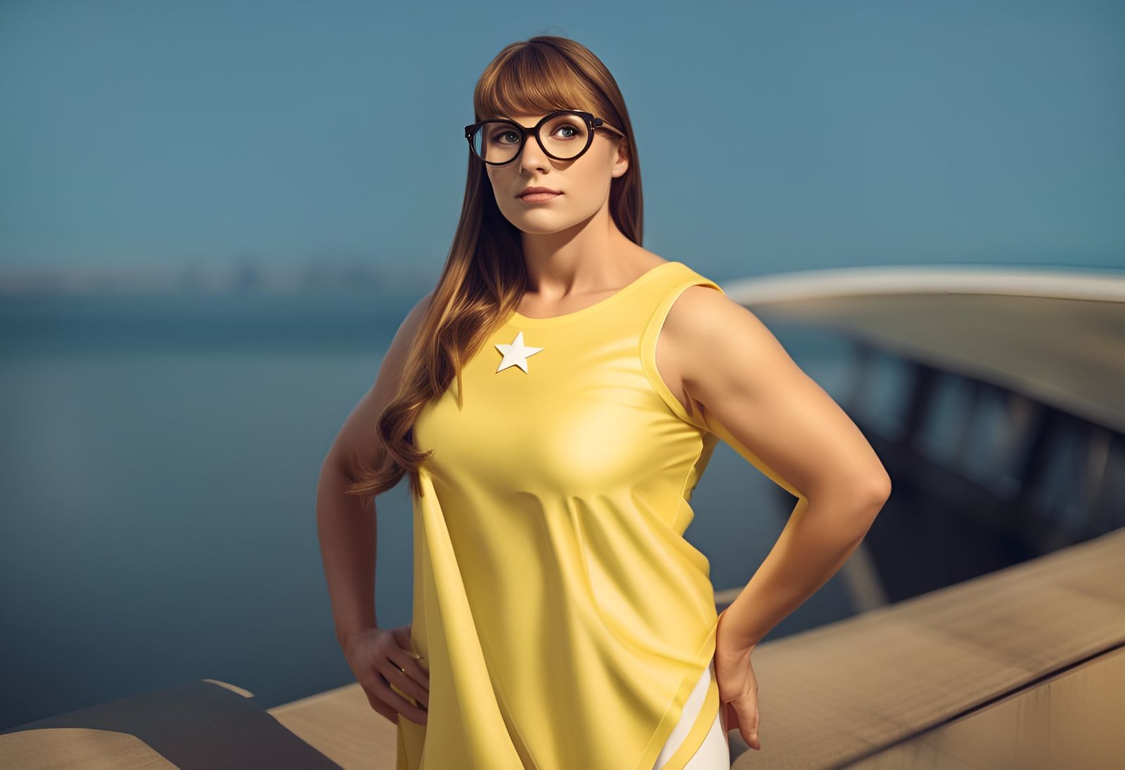 Superheroine with Stars and Cape Digital Art