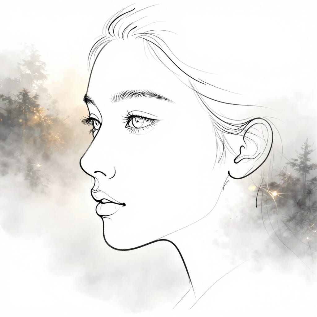 Minimalist Continuous Line Portrait in Ink