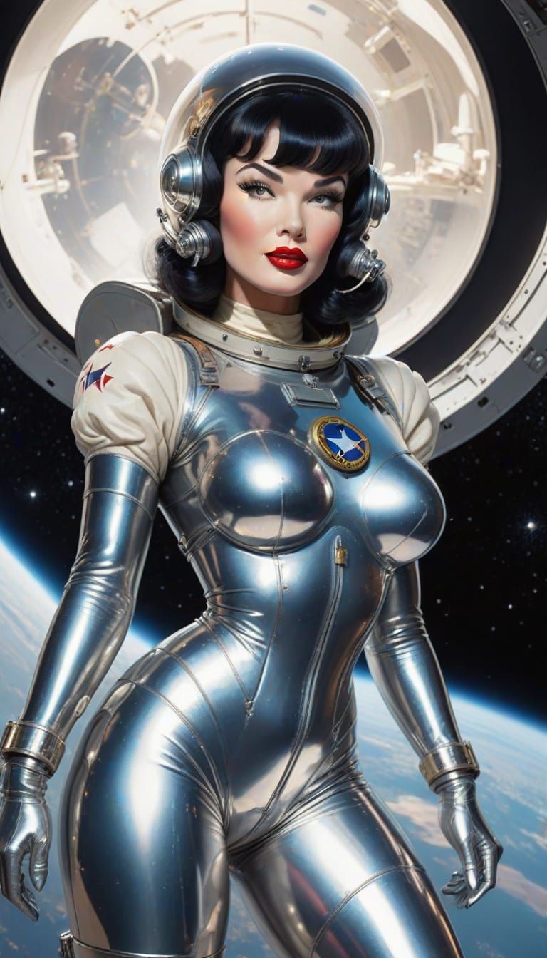 Retro Sci-Fi Space Girl in 1950s Style