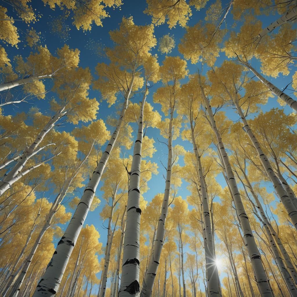 Lush Aspen Grove in Hyper-Realistic Digital Painting