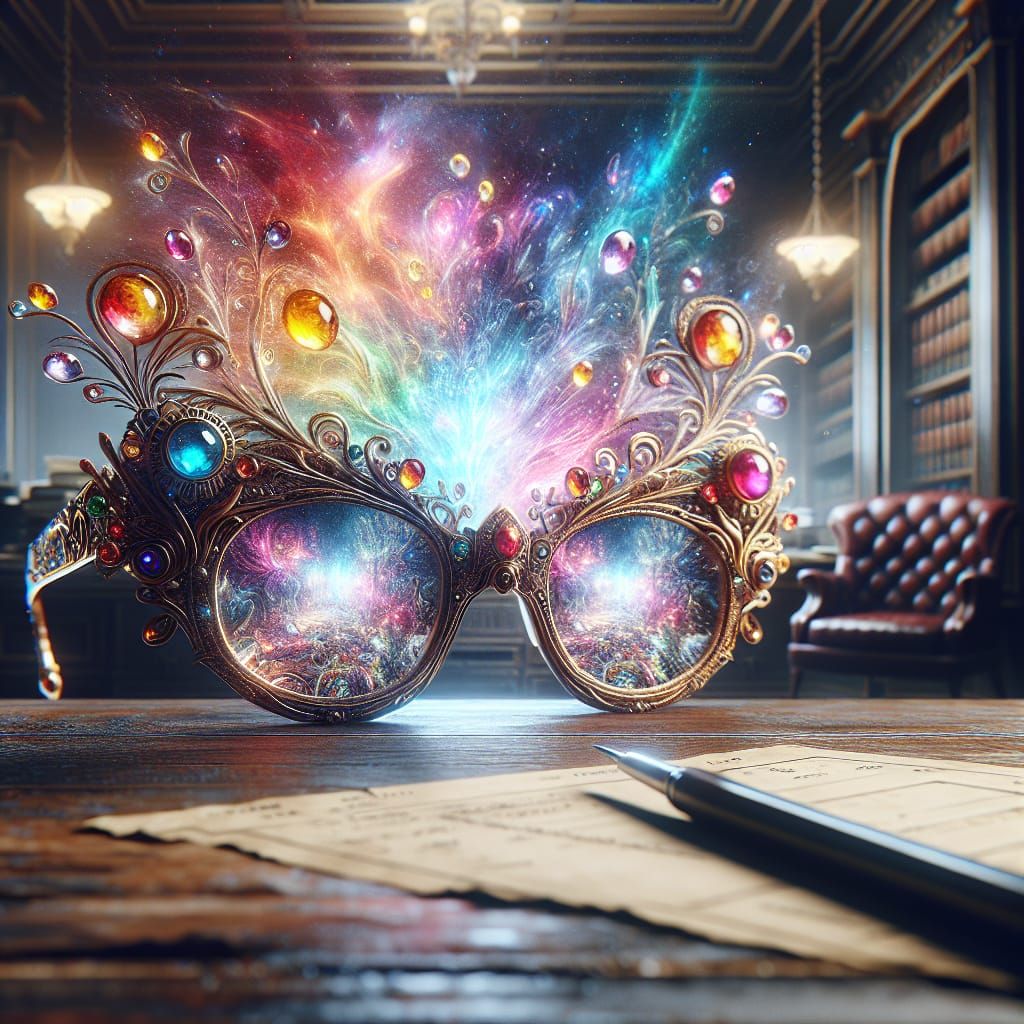Jeweled Glasses Reveal Magical World, Digital Painting