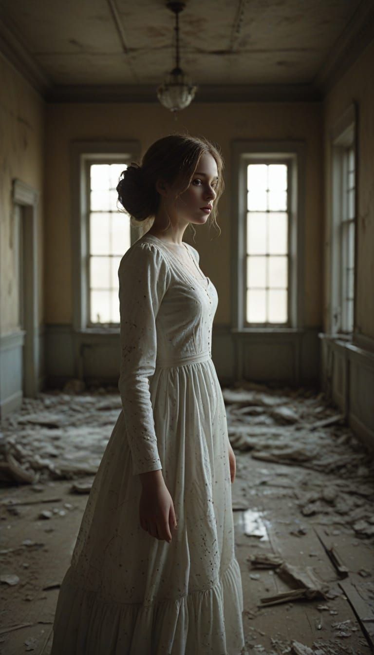 Gigantic Porcelain Doll in Decayed Ballroom