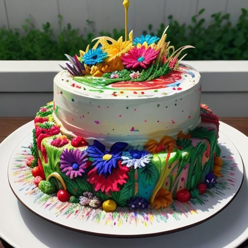 Chaotic Summer Garden Pasta Cake Sculpture