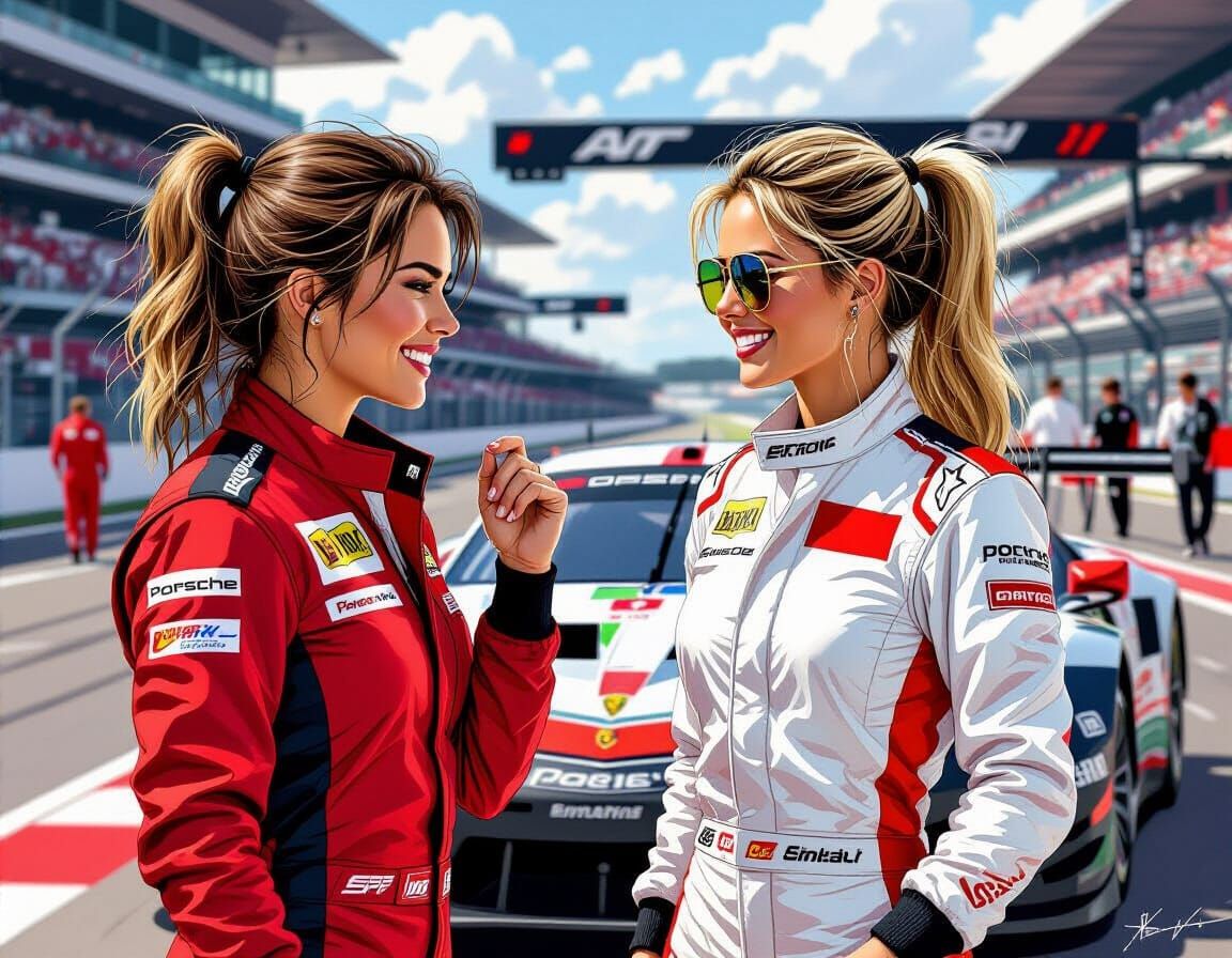 Porsche Race Drivers Celebrate Teamwork in Hand-Drawn Style