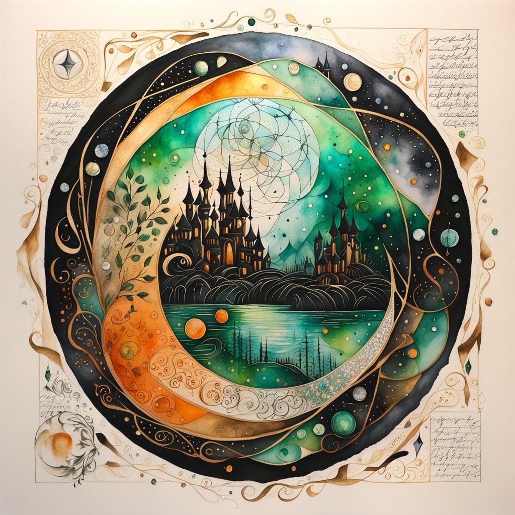 Calligraphic Parchment in Holographic Impasto Style