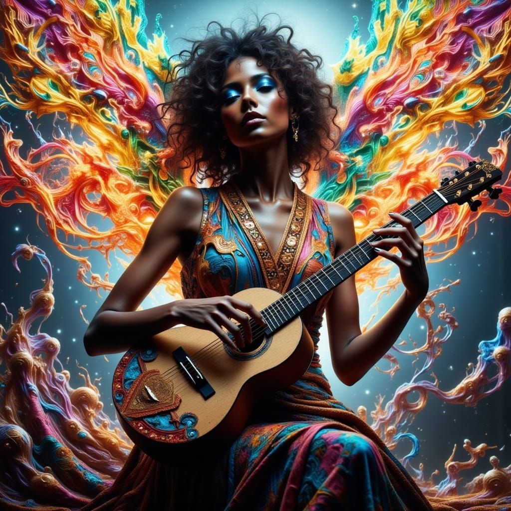 Spectral Bard in Vibrant Rainbow Hues