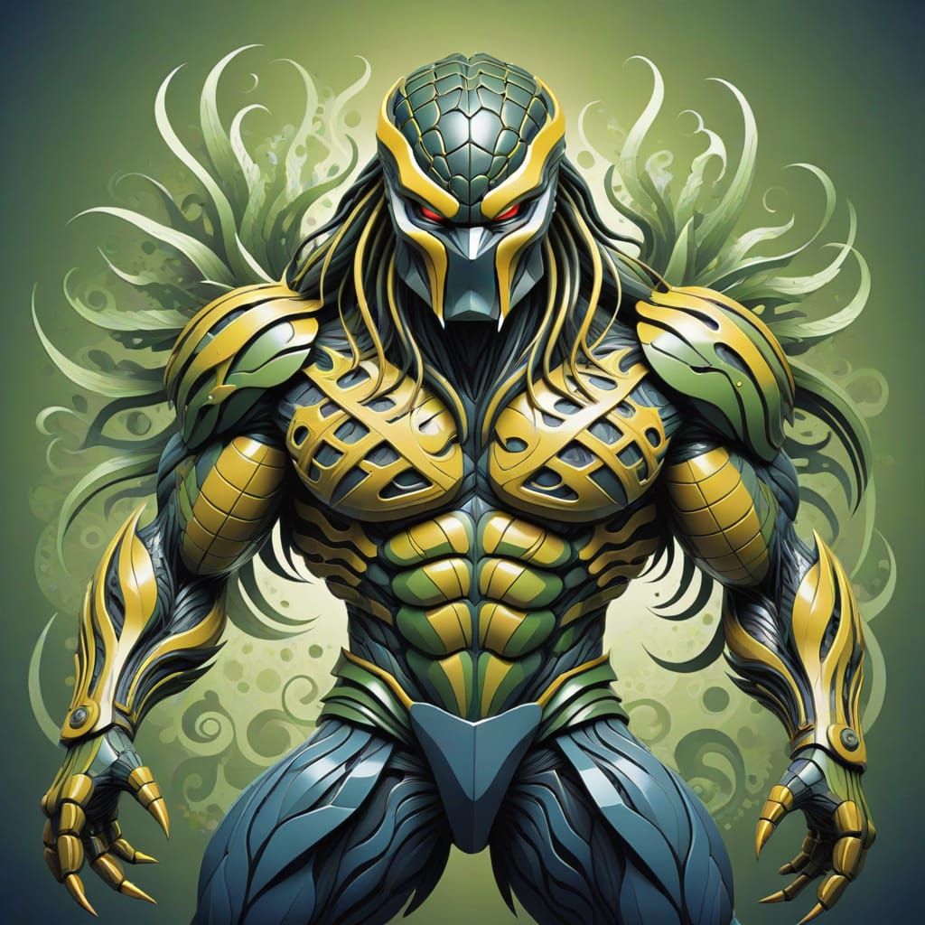 Abstract Predator in Zentangle Gouache Style