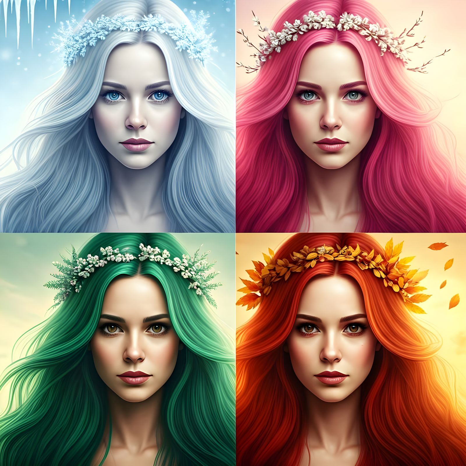 Four Seasons in Hyperrealistic Digital Matte Painting