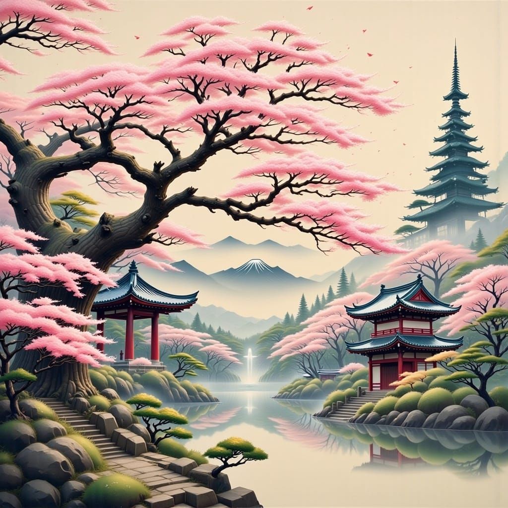 Pagoda in a Japanese garden.