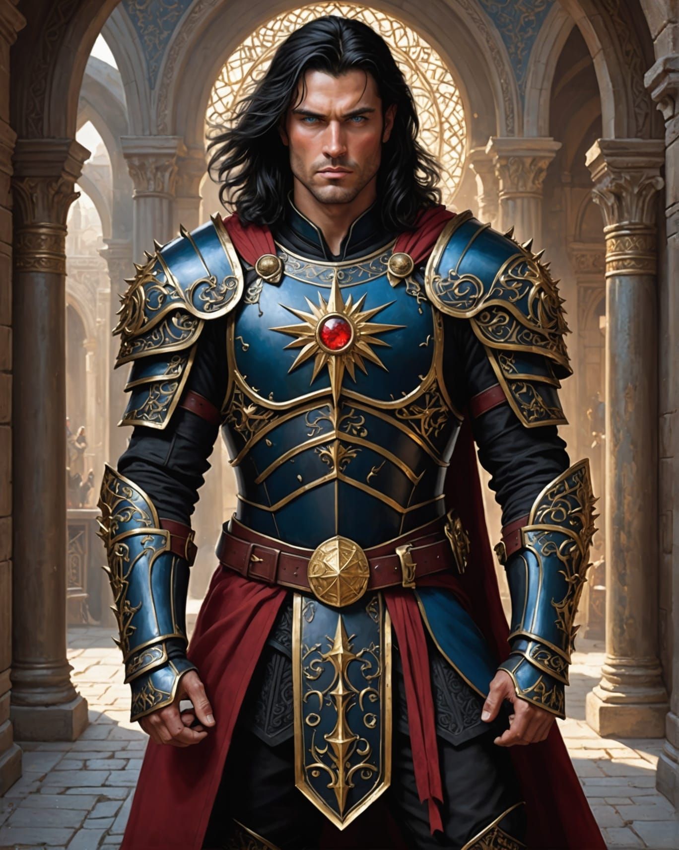 Fearsome Warrior Slaying Knights in Dark Castle