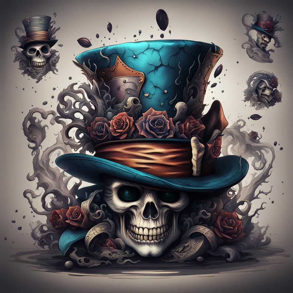 Dark Horror Tattoo Design: Mad Hatter Hat in HD