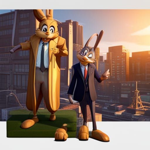 Bugs Bunny and Tweety Bird in Suits