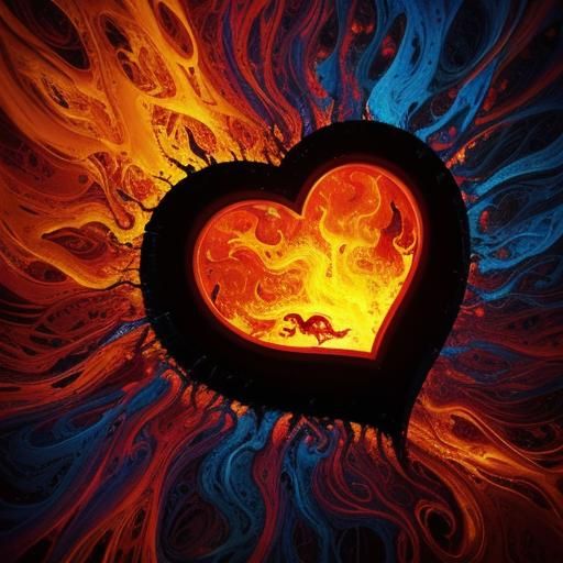 Surreal Heart Inferno in Vibrant Flames