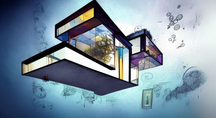 Upside-Down Double-Helix House in Hyperrealistic Splash Art