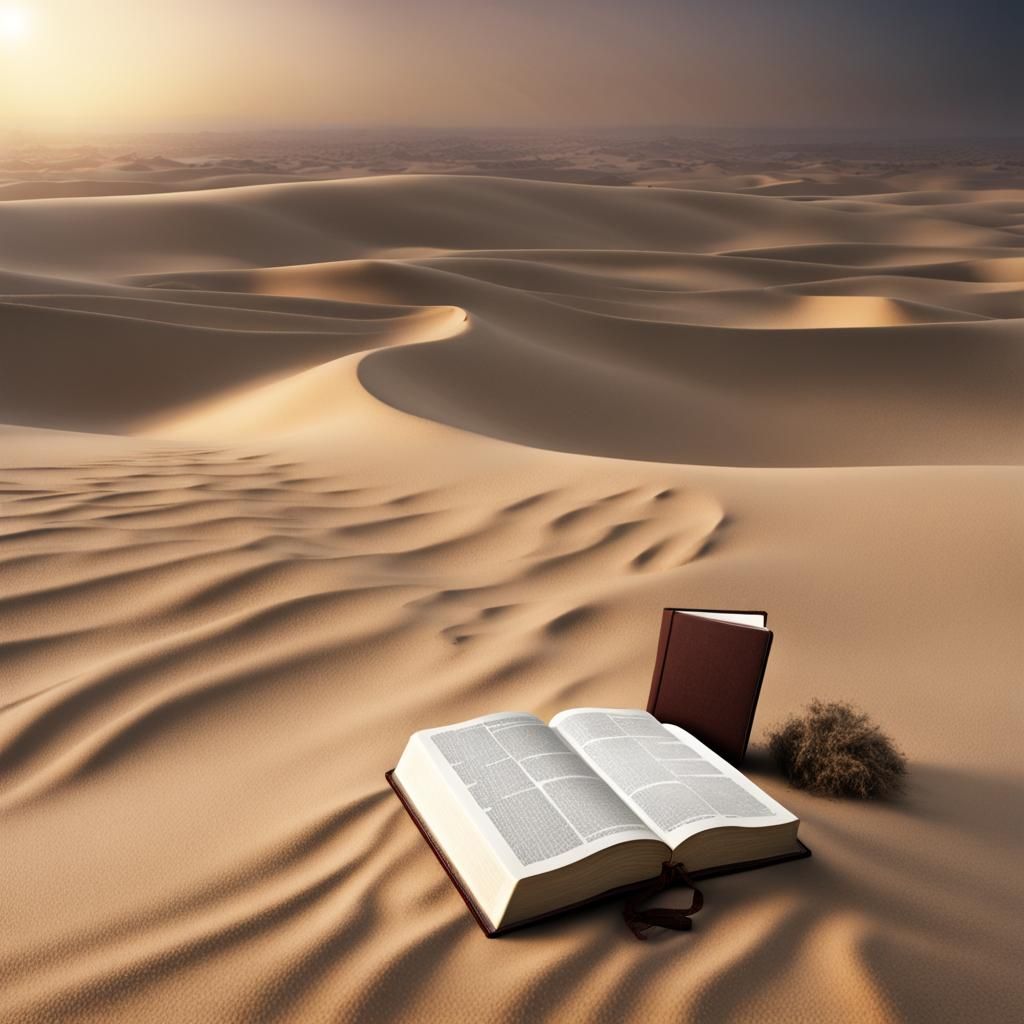 The Holy Bible Appears in a Desert and Jesus Christ Reads It