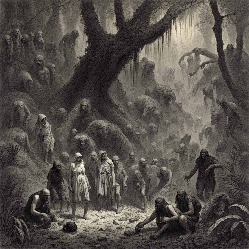 Lost in the Jungle: A Horror Illustration