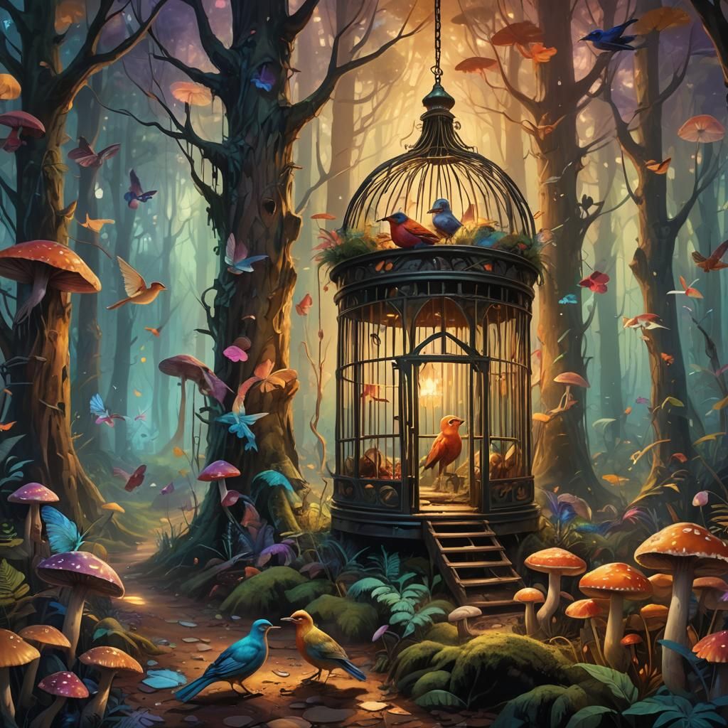 Animals Roam Free, Humans Caged: Fantasy Art