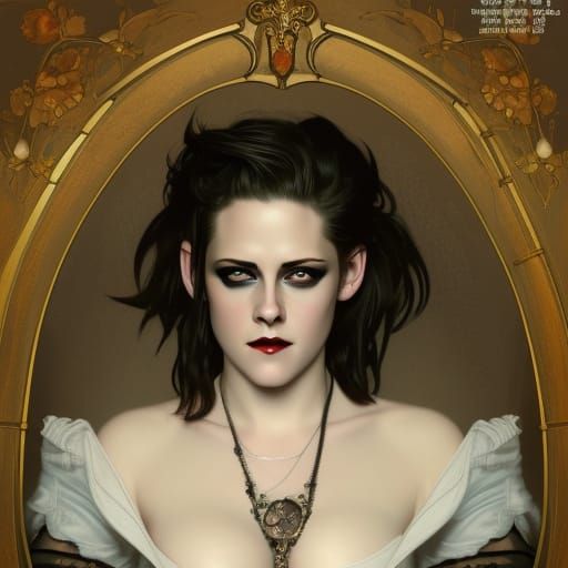 Kristen Stewart as Vampire Barmaid: Victorian Pinup Portrait