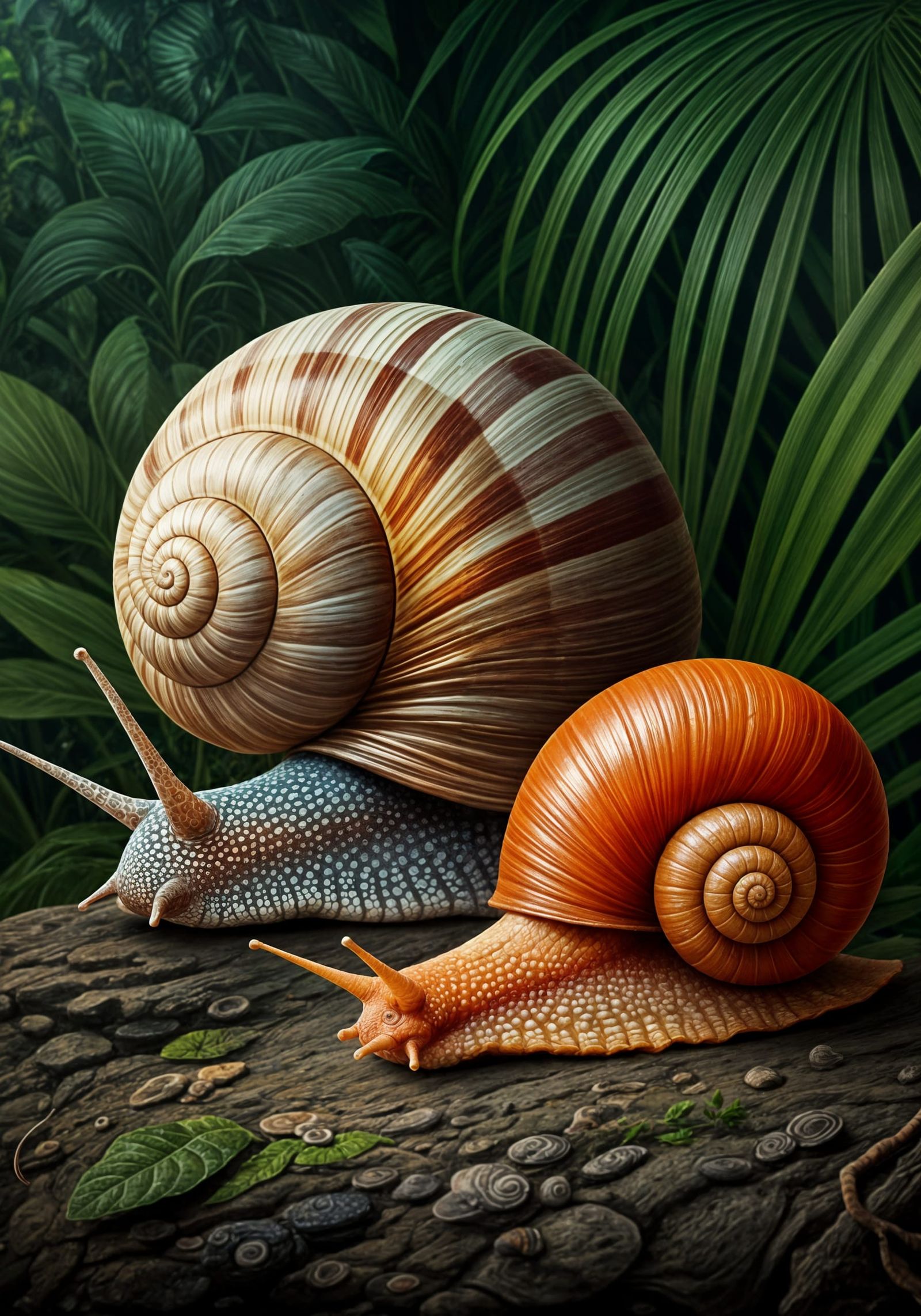 Vibrant Snails in Tropical Forest