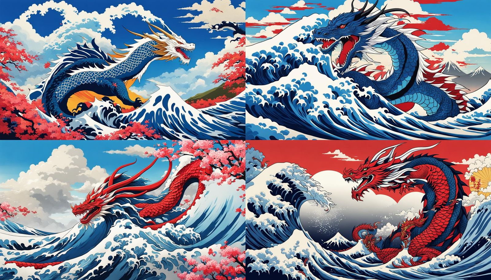 Kuraokami Dragon with Kanagawa Wave in Anime Style