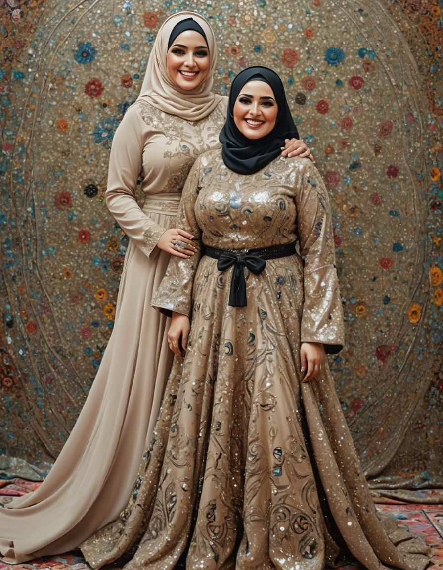 Pop Art Oil Portrait of a Curvy Woman in Hijab