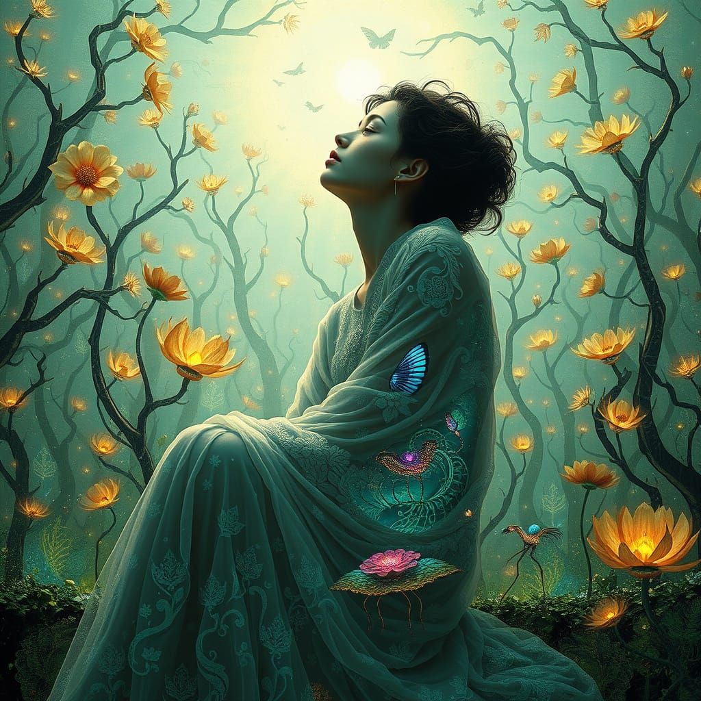 Surrealistic Goddess in Cosmic Landscape