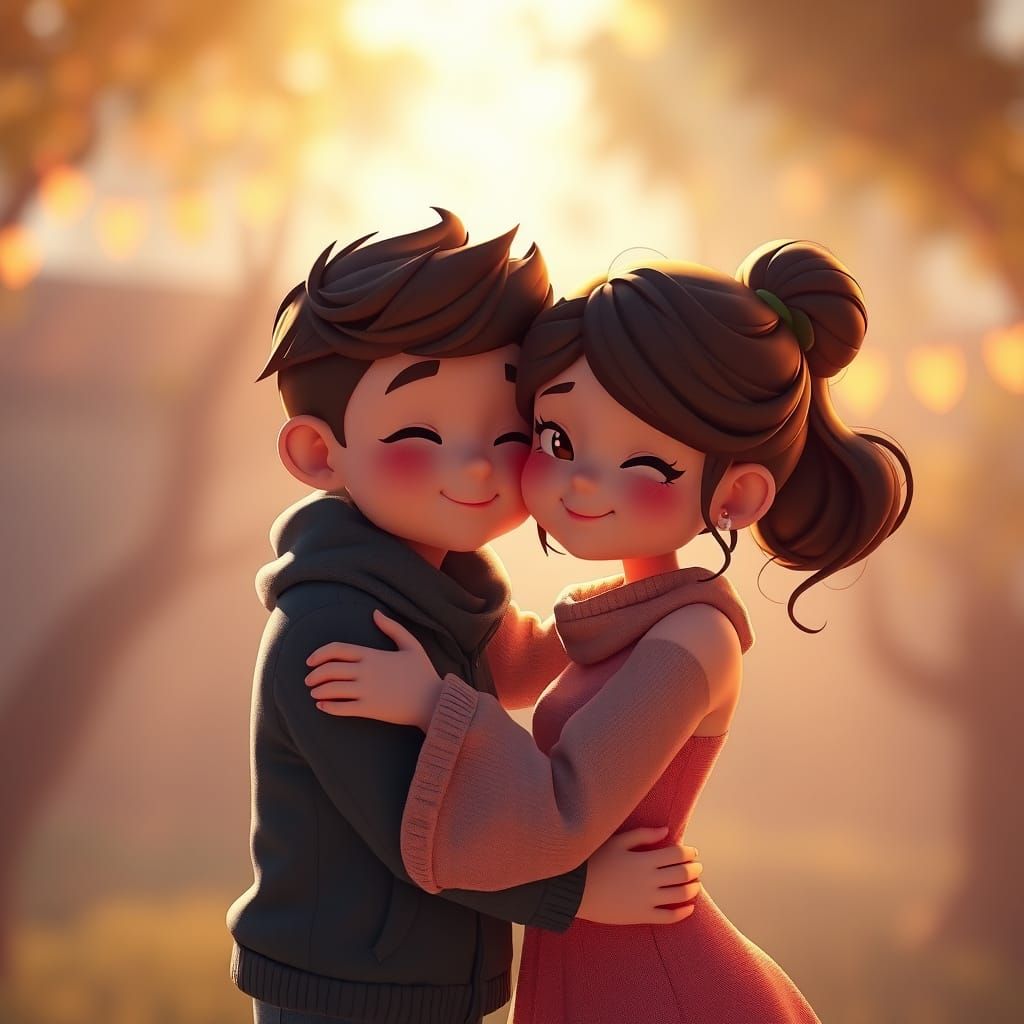 Romantic Couple Portrait in Digital Painting Style