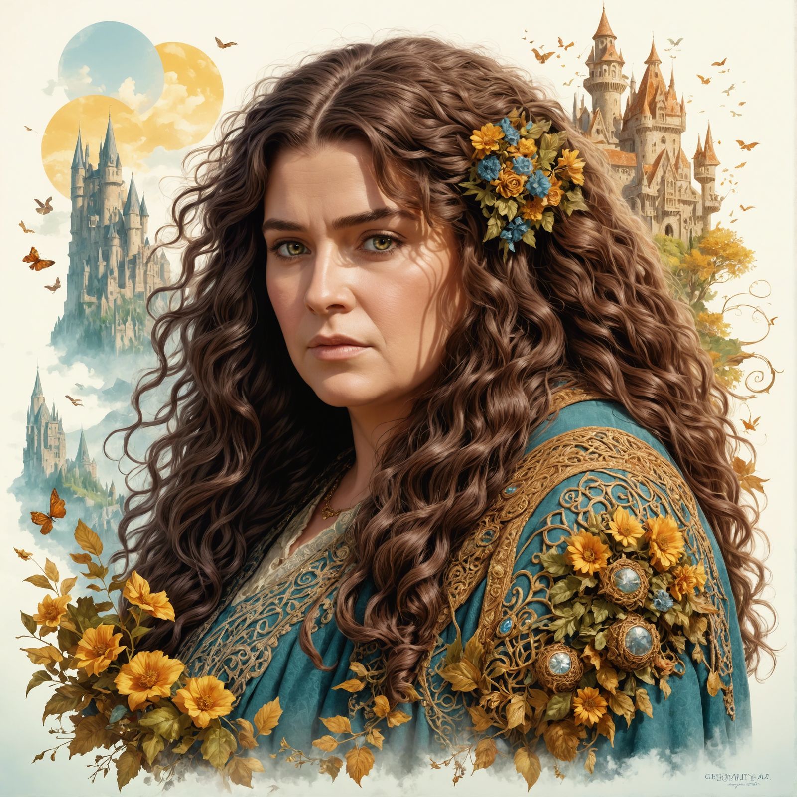 Hagrid as Gorgeous Giant Woman in Watercolor Style