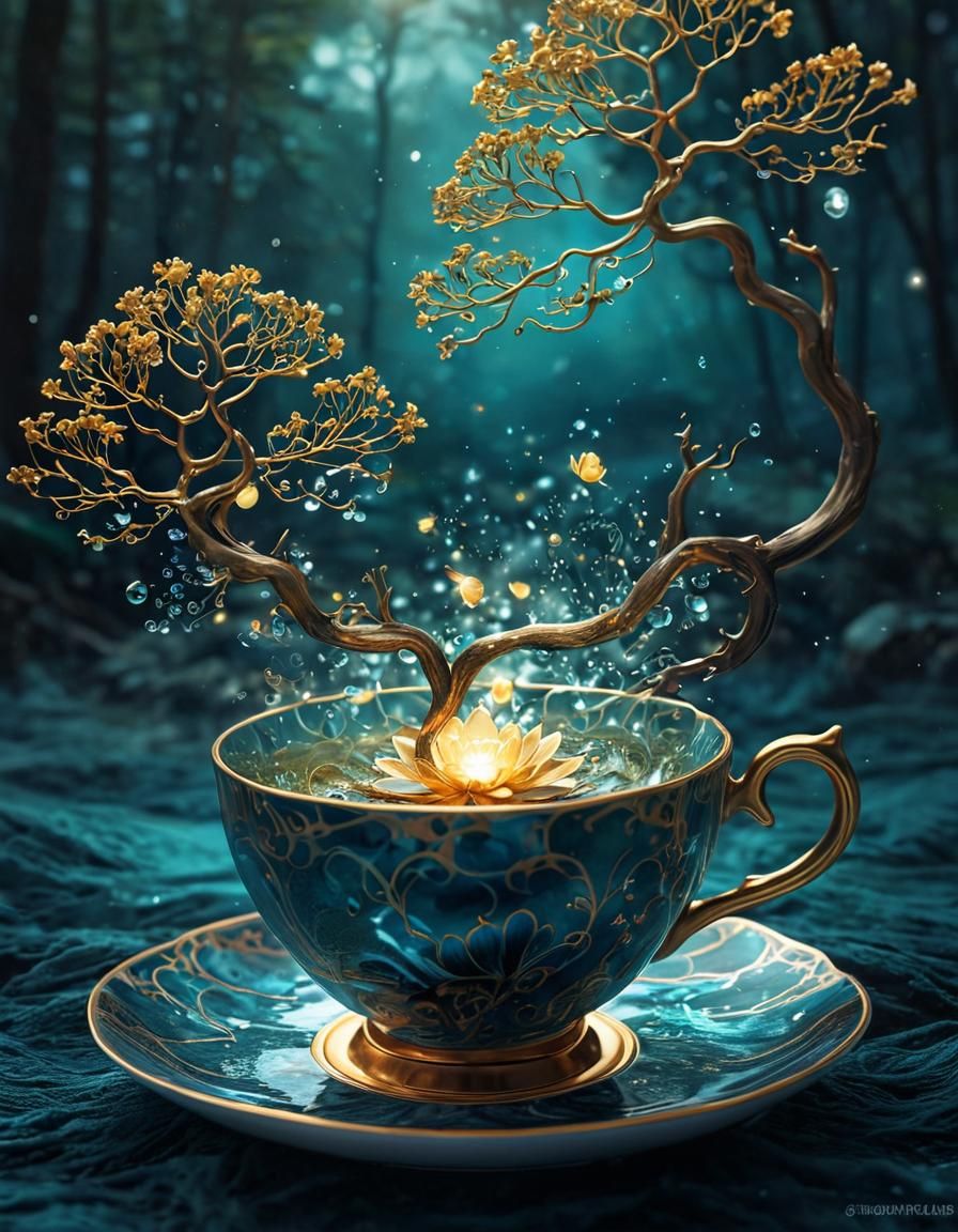 Blue Fantasy Teacup O2