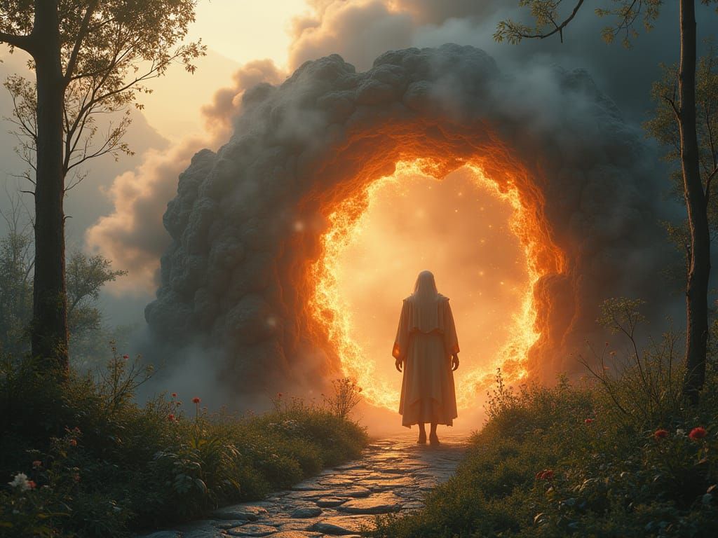 Wizard Sees Future Through Mystical Fire Portal