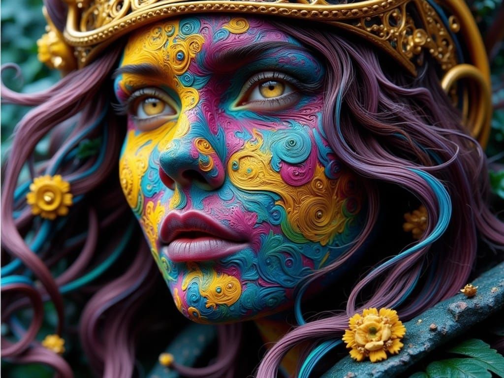 Medusa's Dramatic Portrait with Detailed Textures