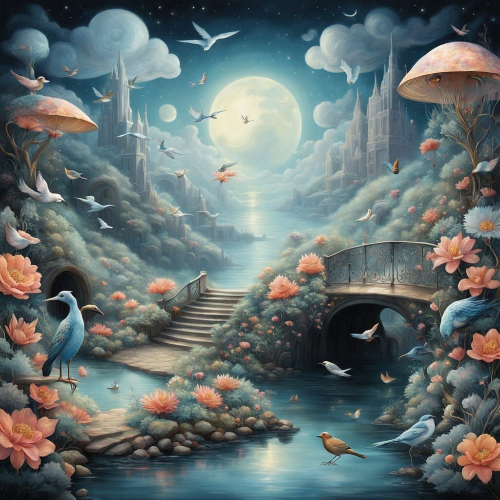 Dreamlike Creatures Emerge from Celestial Vapors in Whimsica...