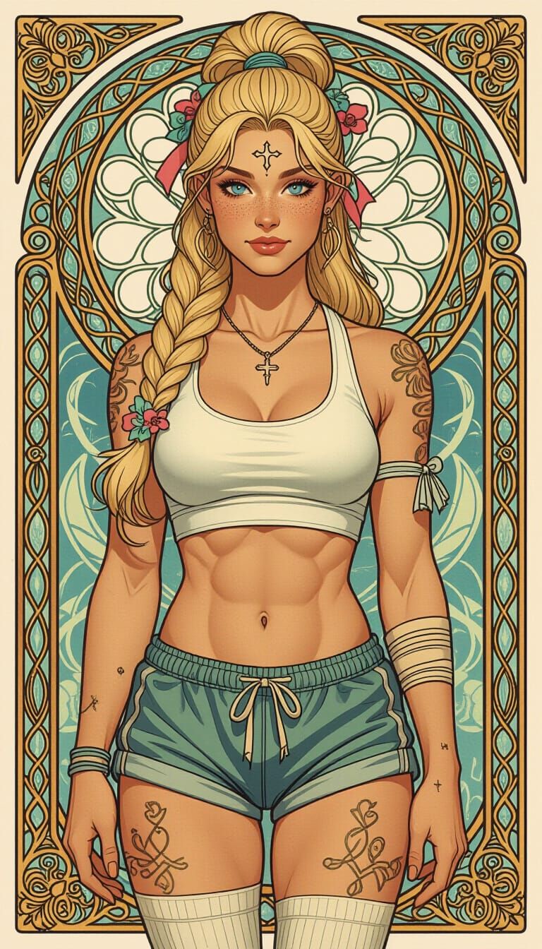 Warrior Goddess in Art Nouveau Style