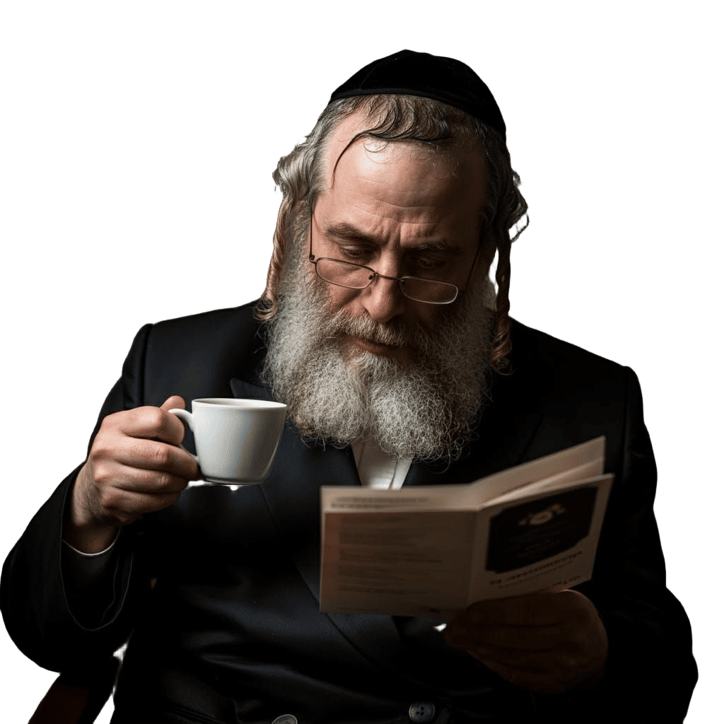 Ultra-Orthodox Man with Coffee: Cinematic Portrait