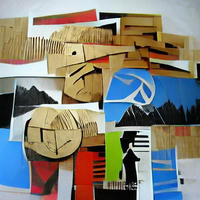 Minimalist Collage Woodcut Graffiti Art