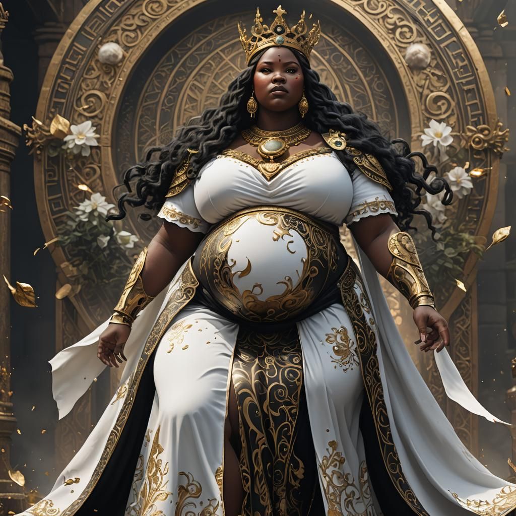 Ebony Queen in Gold: Detailed Matte Painting