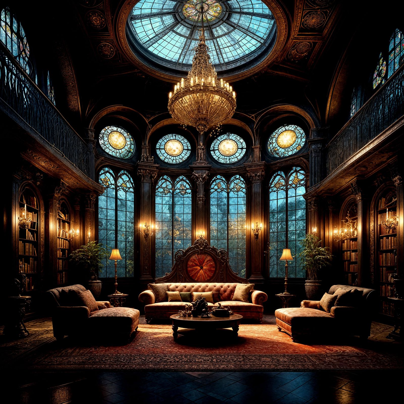 Surreal Library of Wonders in Vibrant HDR
