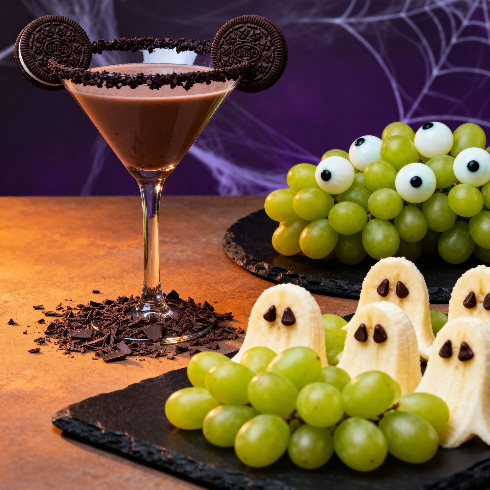 Spooky Graveyard Martini and Fruit Platter