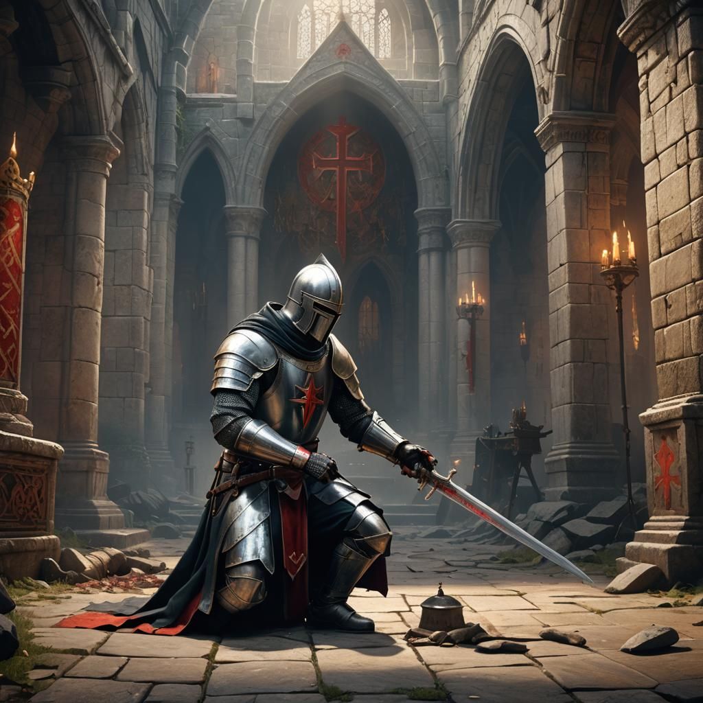 Kneeling Knight Templar Fantasy Concept Art