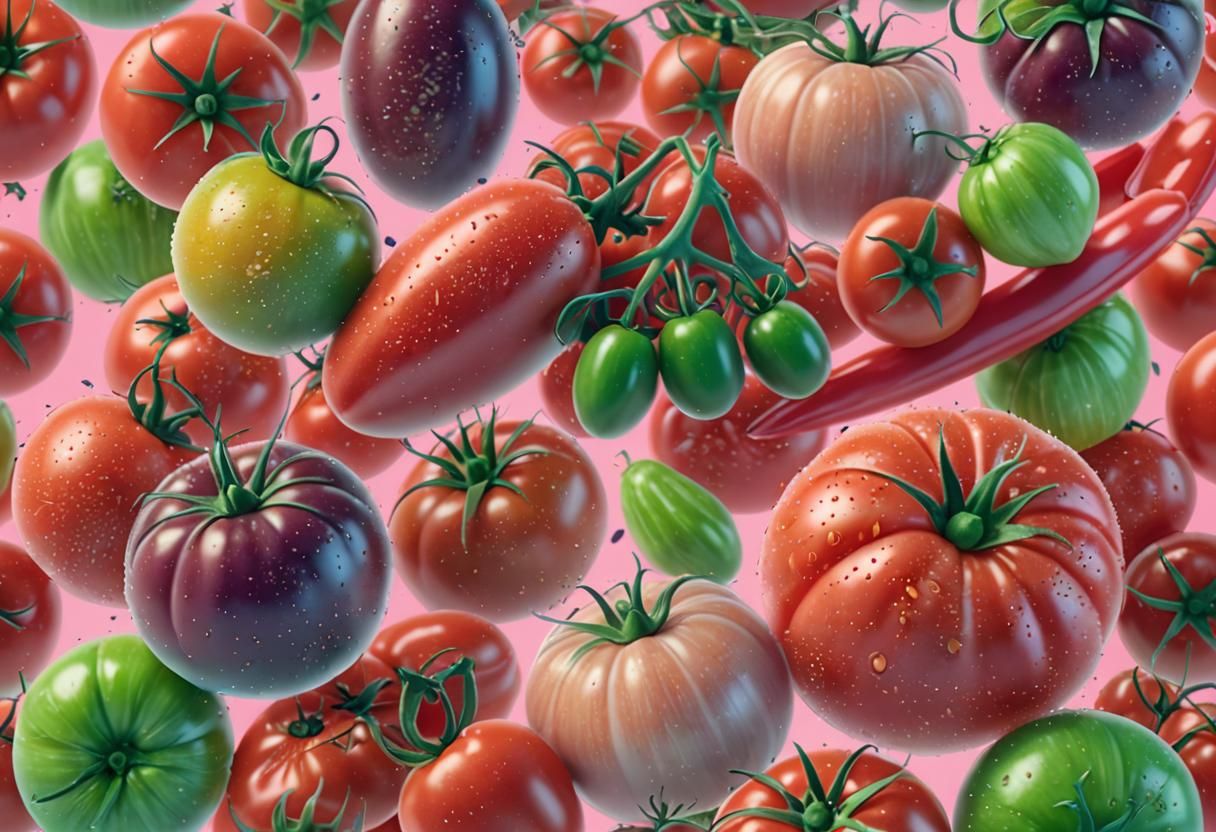 Colorful Tomatoes in 3D Cartoon Style