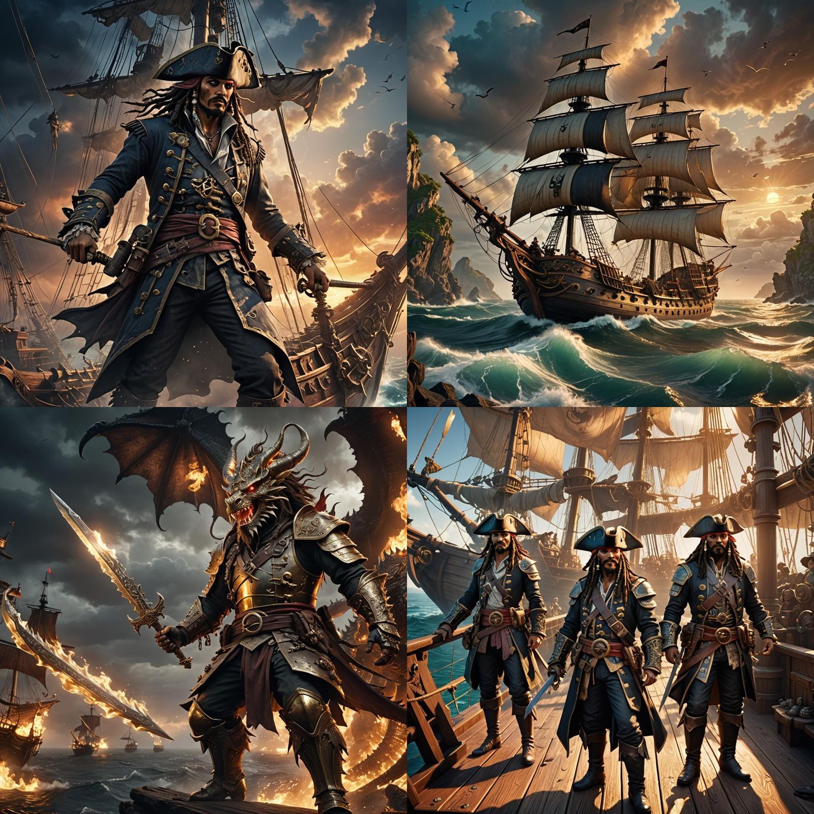 High Fantasy Pirates in 3D Game Cinematic Style