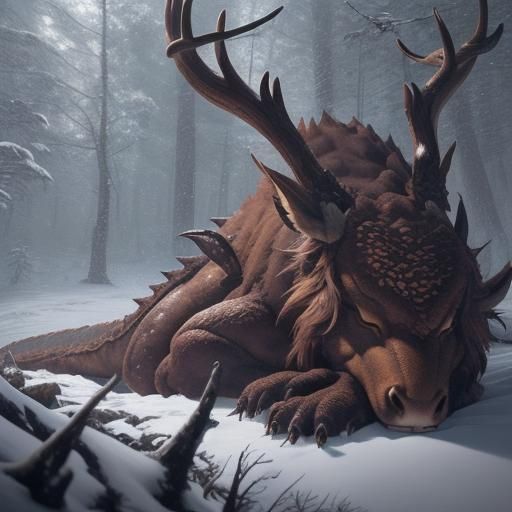 Sleeping Dragon in Snowy Forest, Anime Key Visual