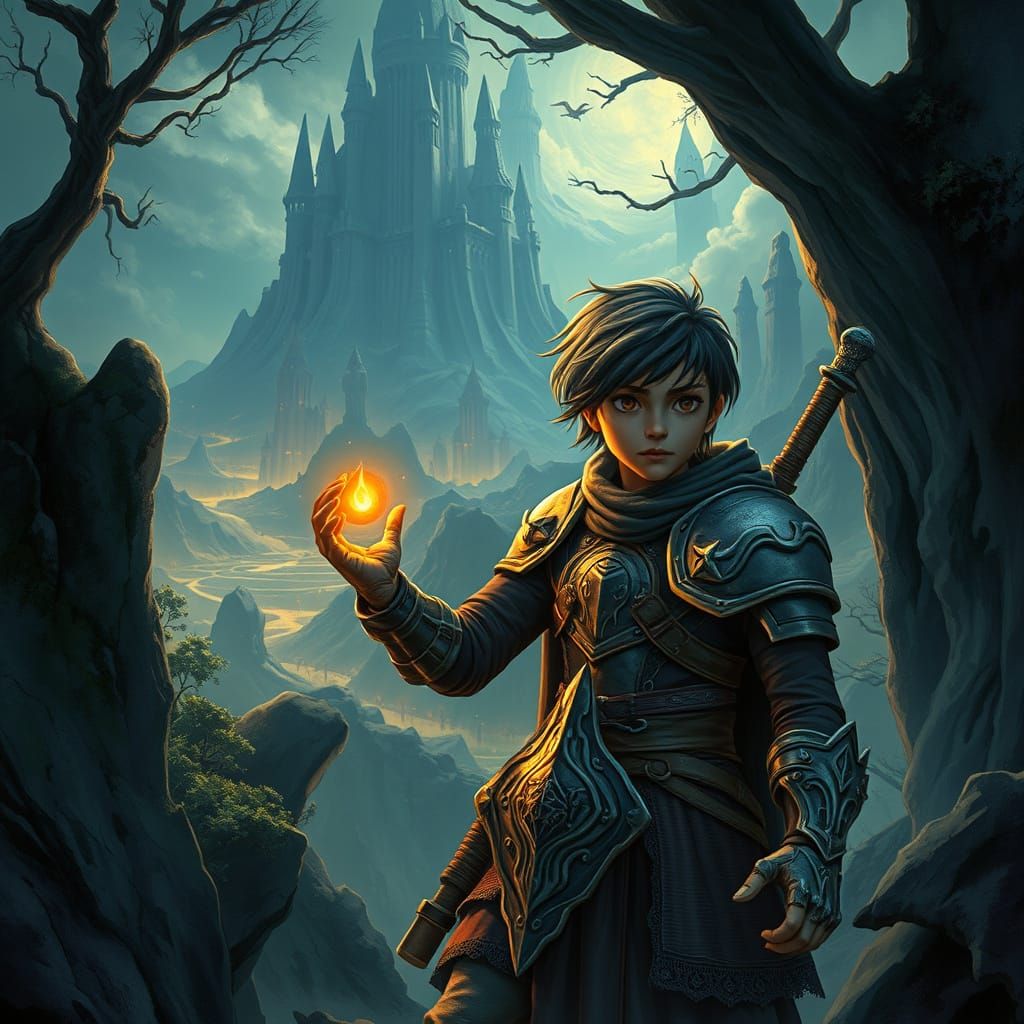 Fantastical Warrior Embarks on Quest in Lush, Dreamlike Land...