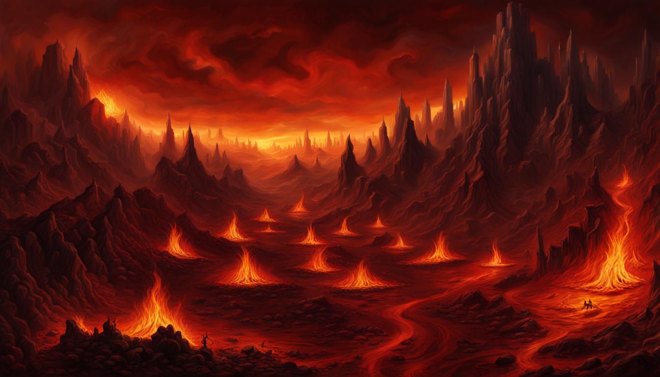 The Seven Sins in Hell: A Photo-Realistic Landscape
